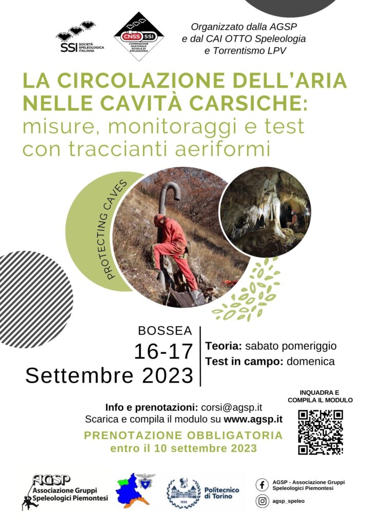 Locandina del corso: la circolazione d'aria nelle cavità carsiche